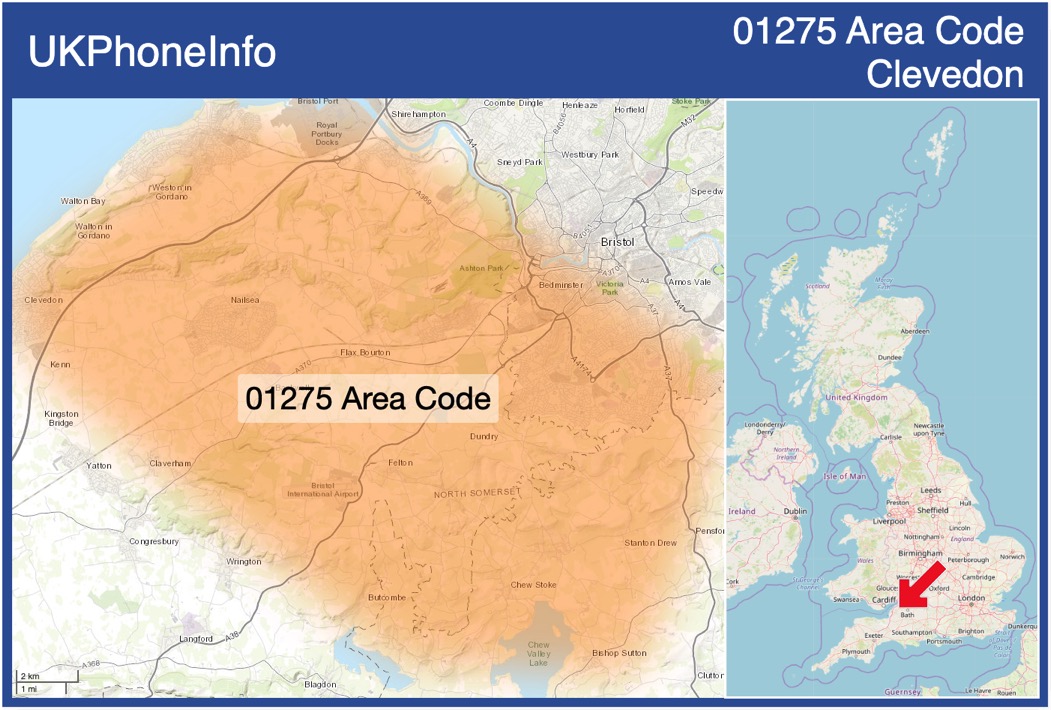 Map of the 01275 area code