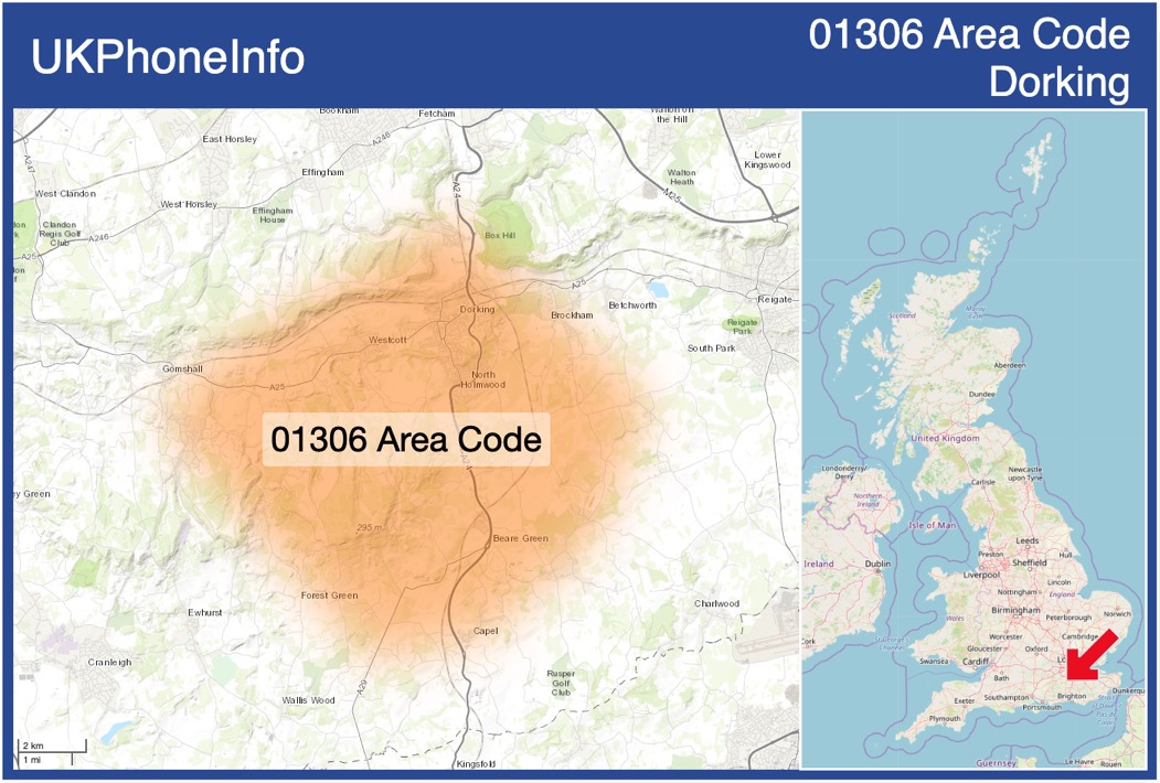 Map of the 01306 area code