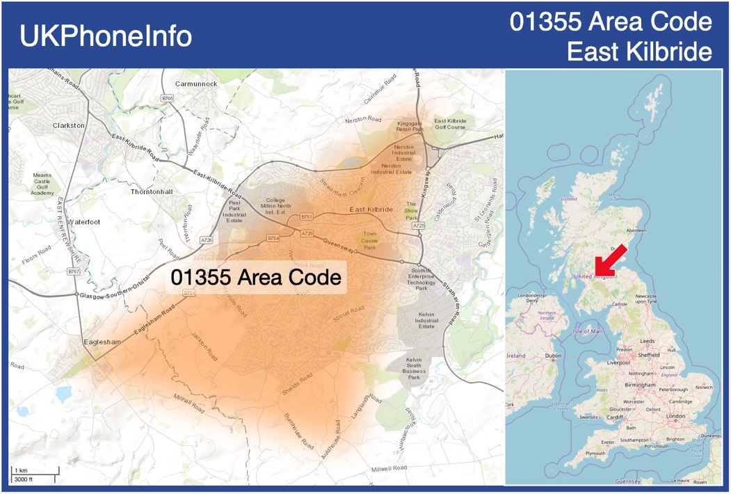 Map of the 01355 area code