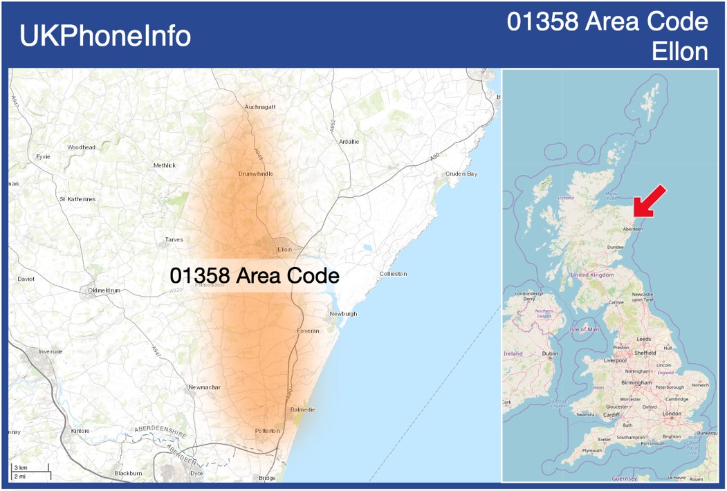 Map of the 01358 area code