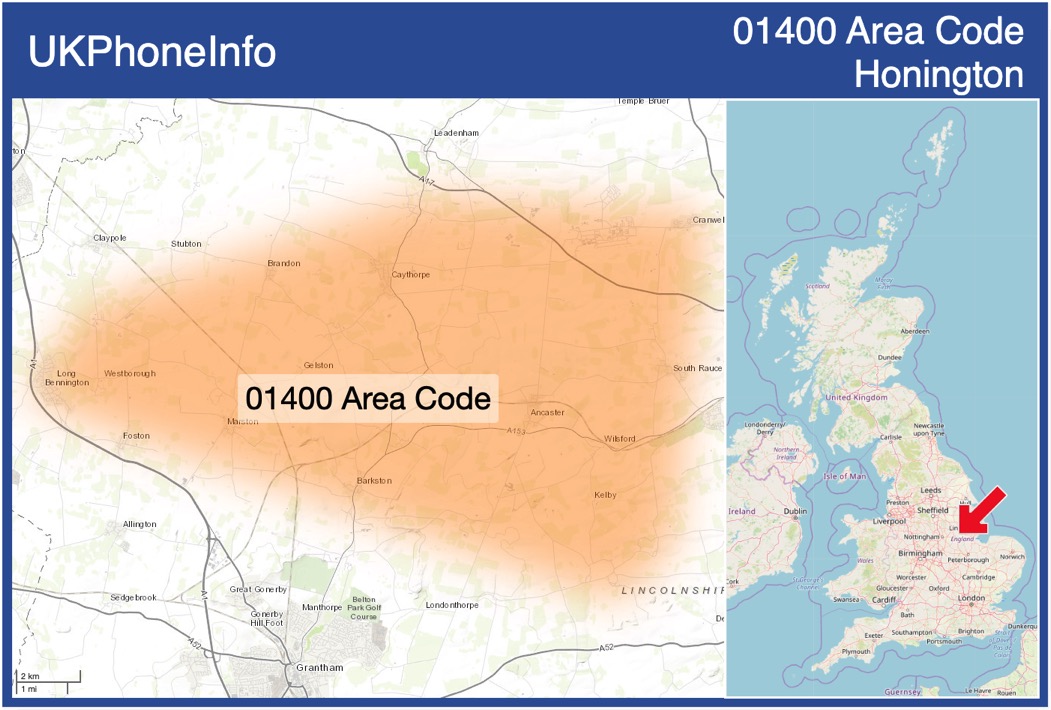 Map of the 01400 area code