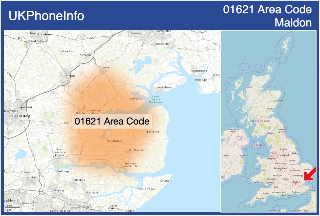 Map of the 01621 area code