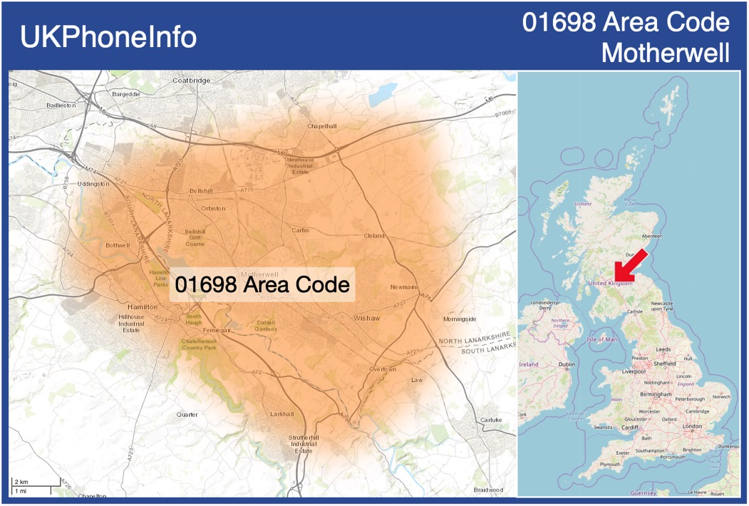 Map of the 01698 area code