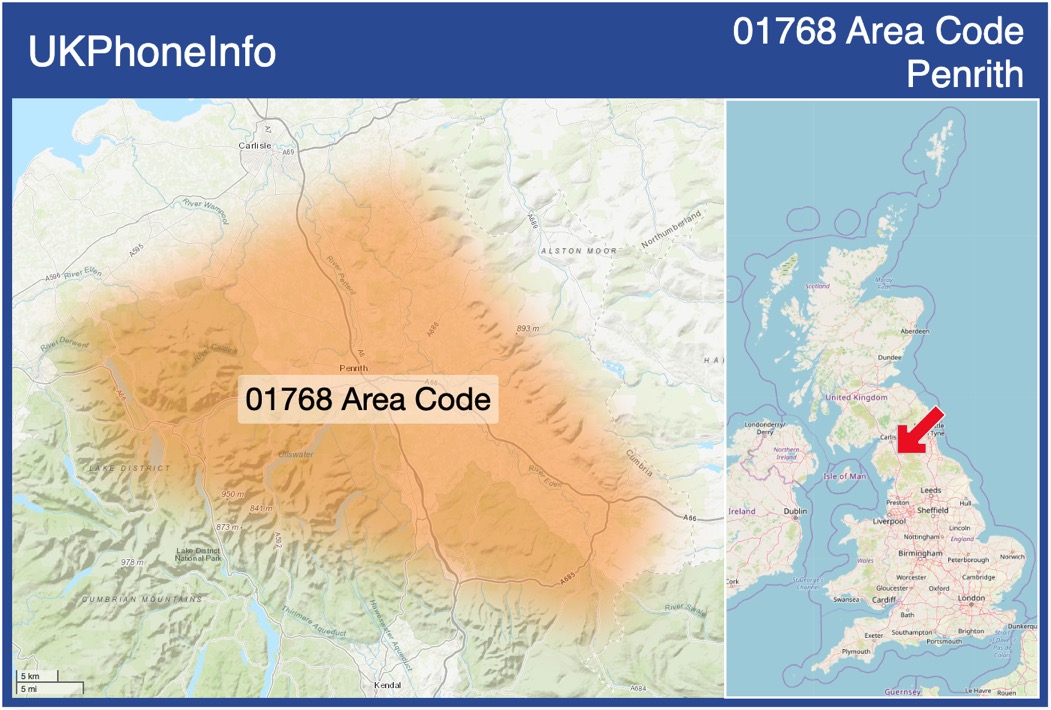 Map of the 01768 area code