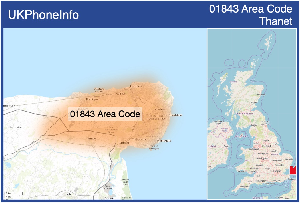 Map of the 01843 area code
