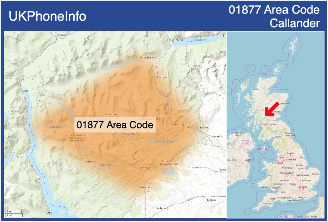 Map of the 01877 area code