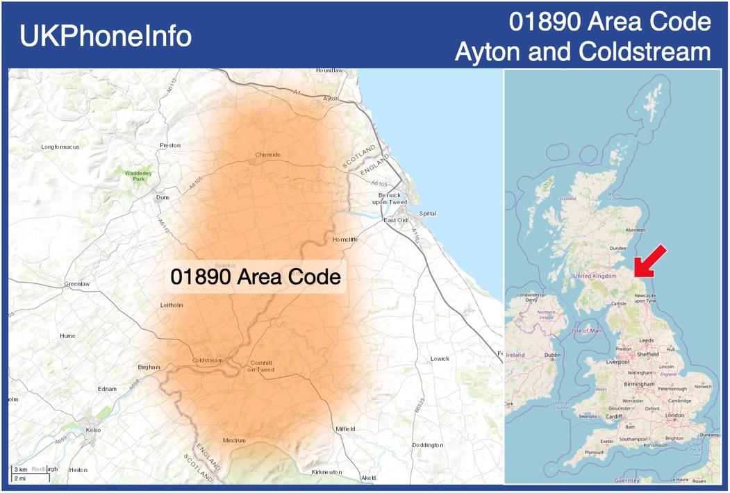 Map of the 01890 area code