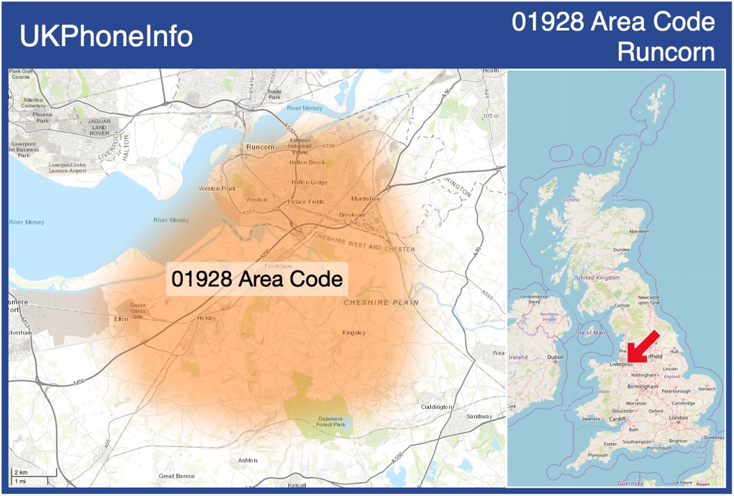 Map of the 01928 area code