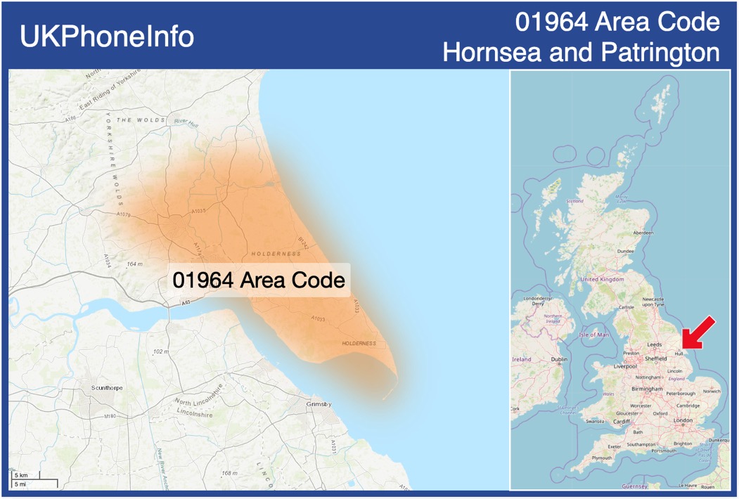 Map of the 01964 area code