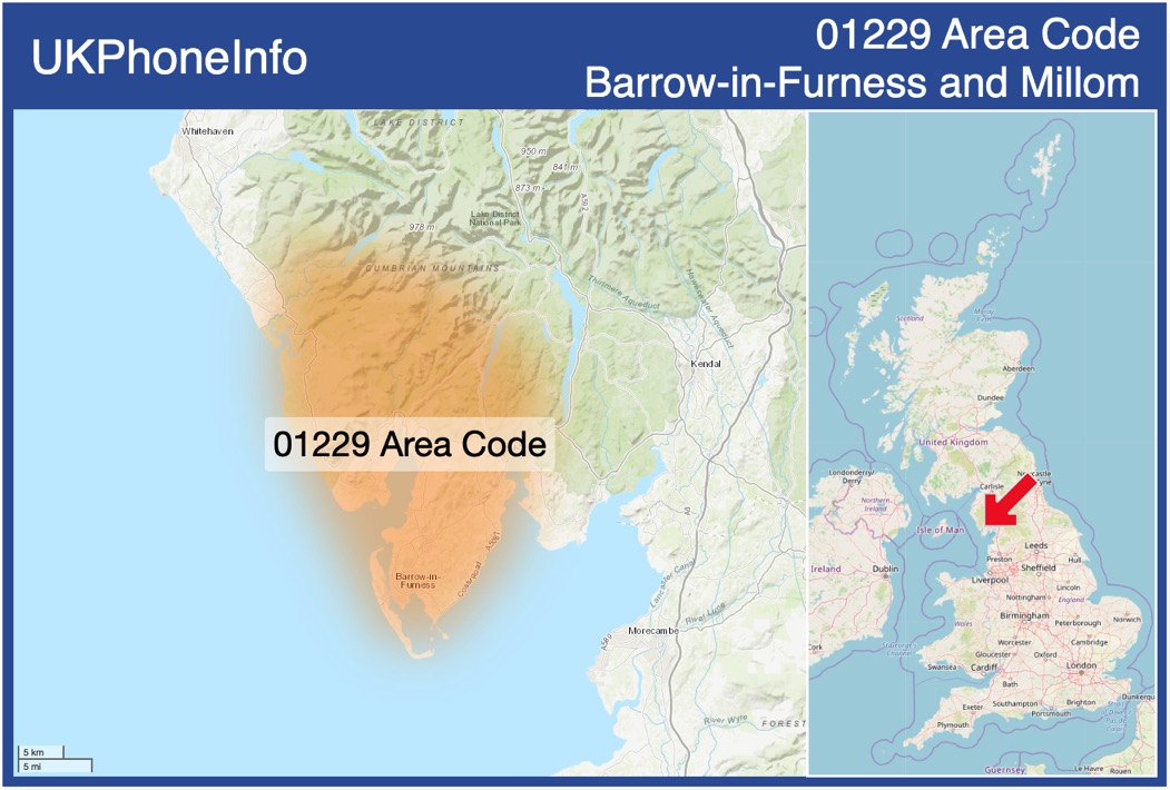 Map of the 01229 area code