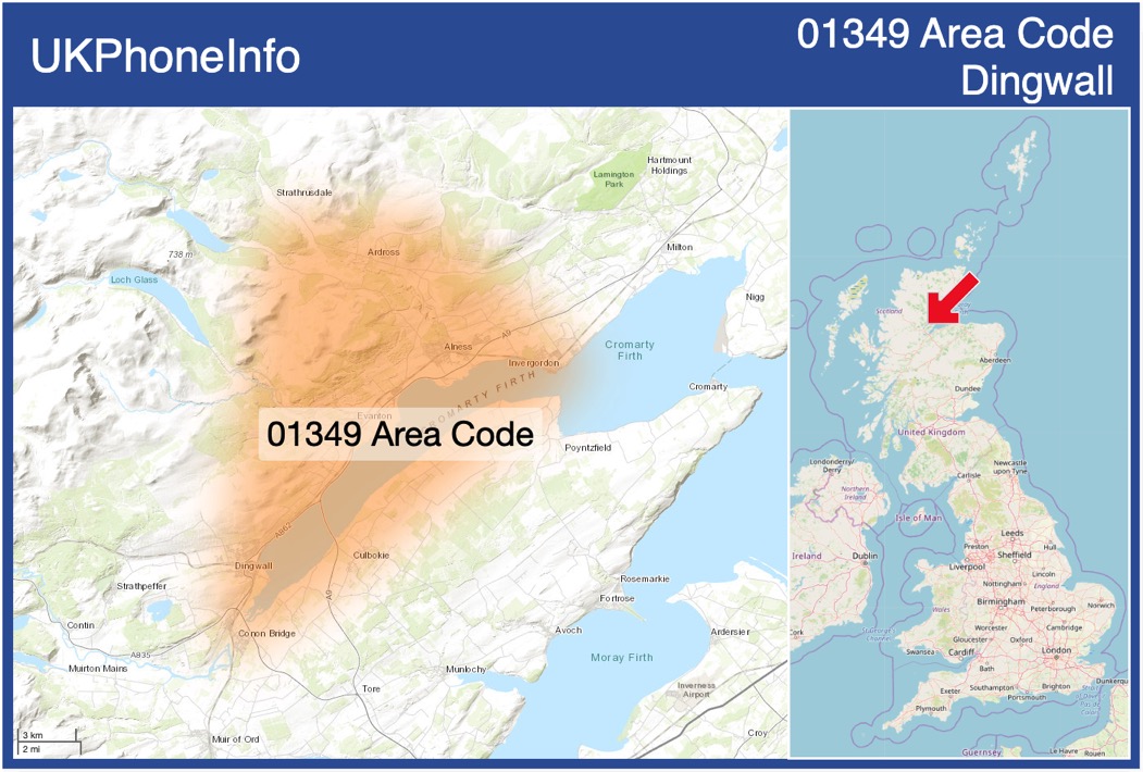 Map of the 01349 area code
