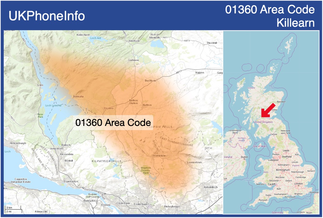 Map of the 01360 area code