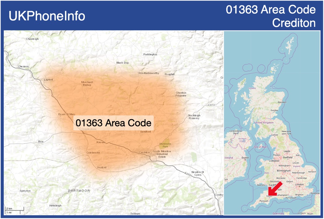 Map of the 01363 area code
