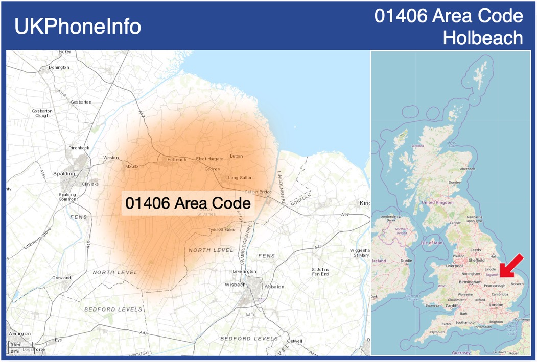Map of the 01406 area code