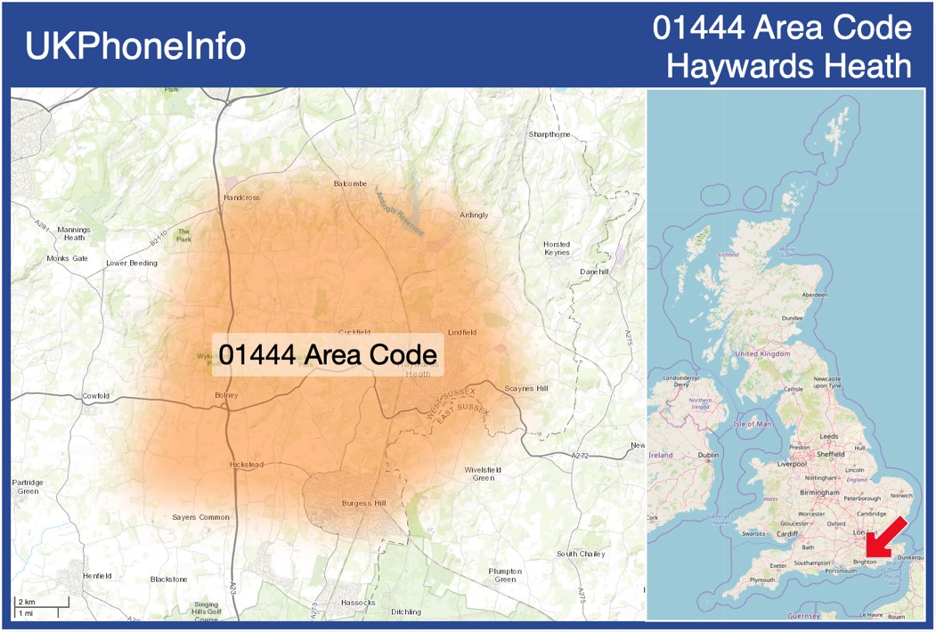 Map of the 01444 area code