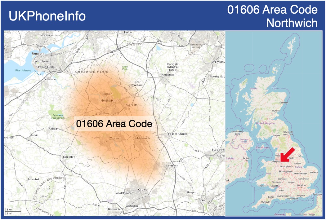 Map of the 01606 area code