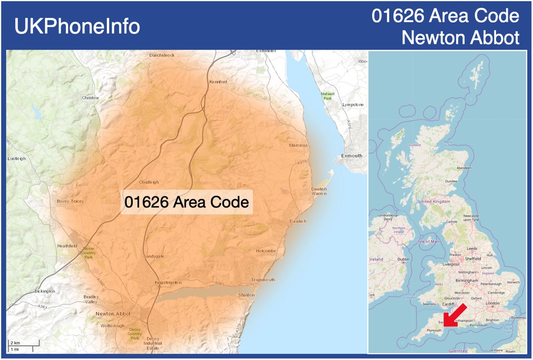 Map of the 01626 area code