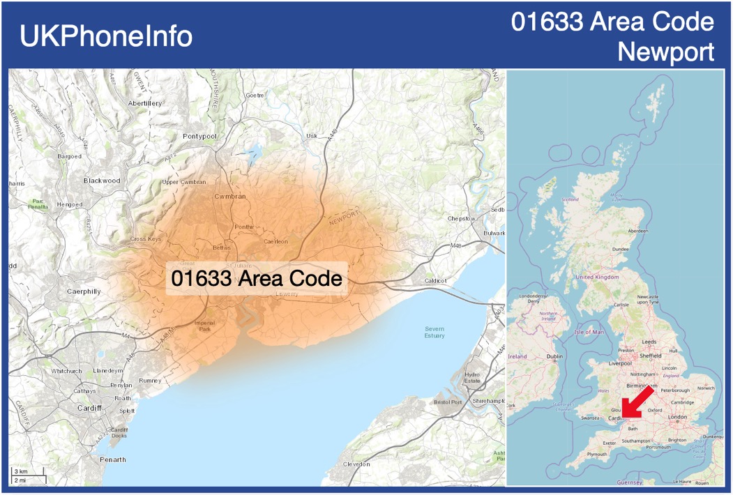 Map of the 01633 area code