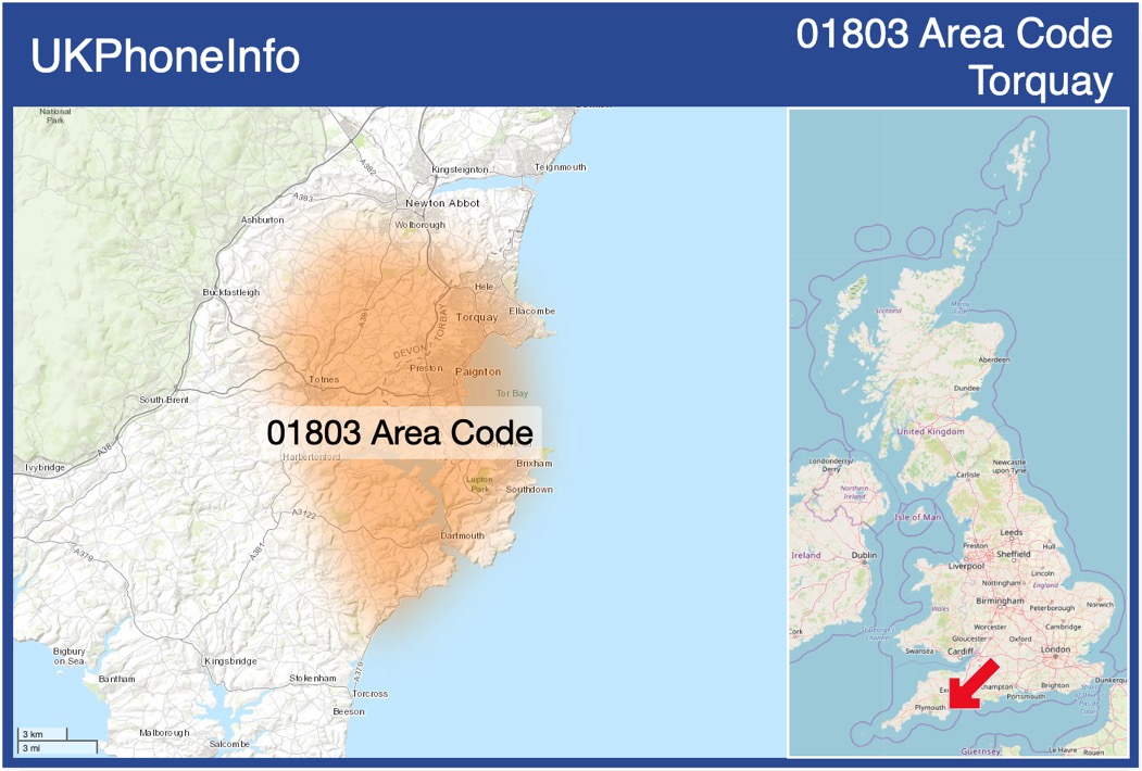 Map of the 01803 area code