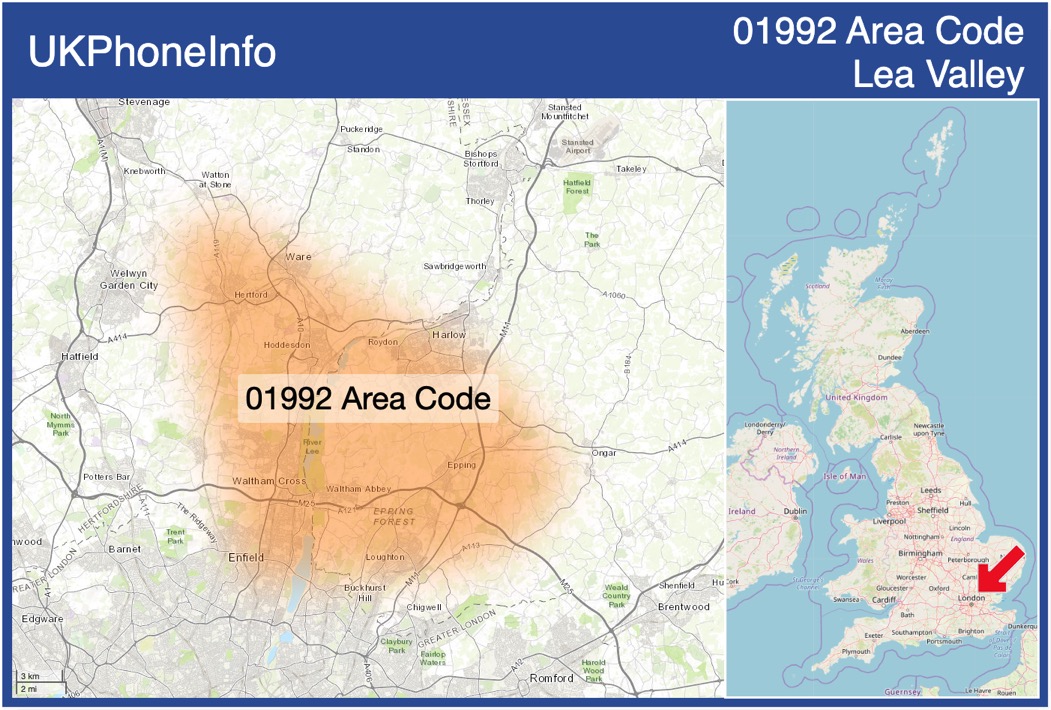 Map of the 01992 area code