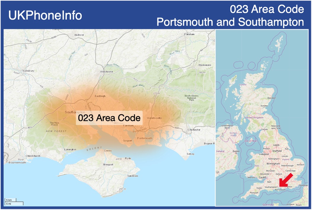 Map of the 023 area code
