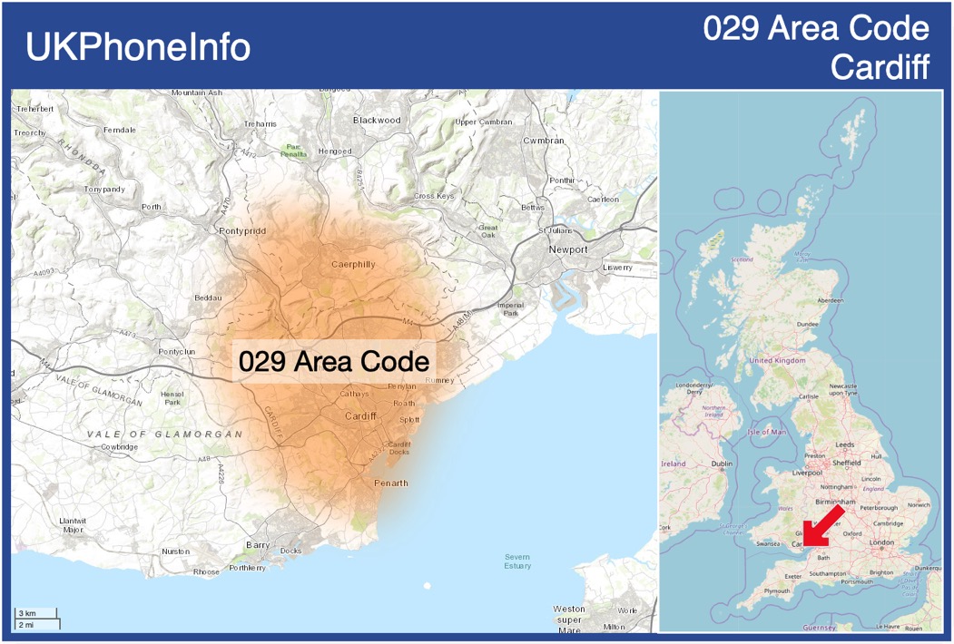 Map of the 029 area code